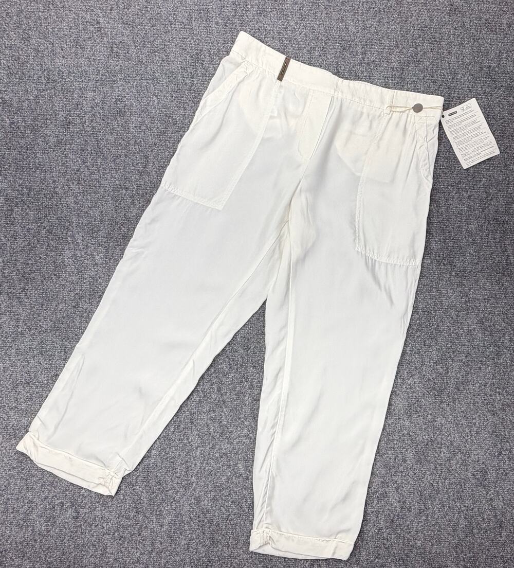 Peserico White Cropped Ankle Pants